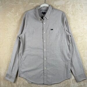 RVCA Mens Slim Fit Long Sleeve Button Down Shirt Khaki Large Gorpcore Streetwear